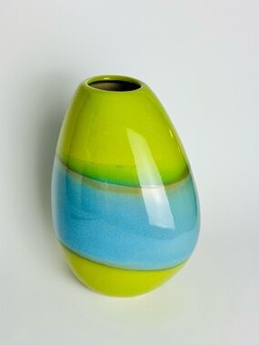 Green and Blue Glazed Ceramic Vase